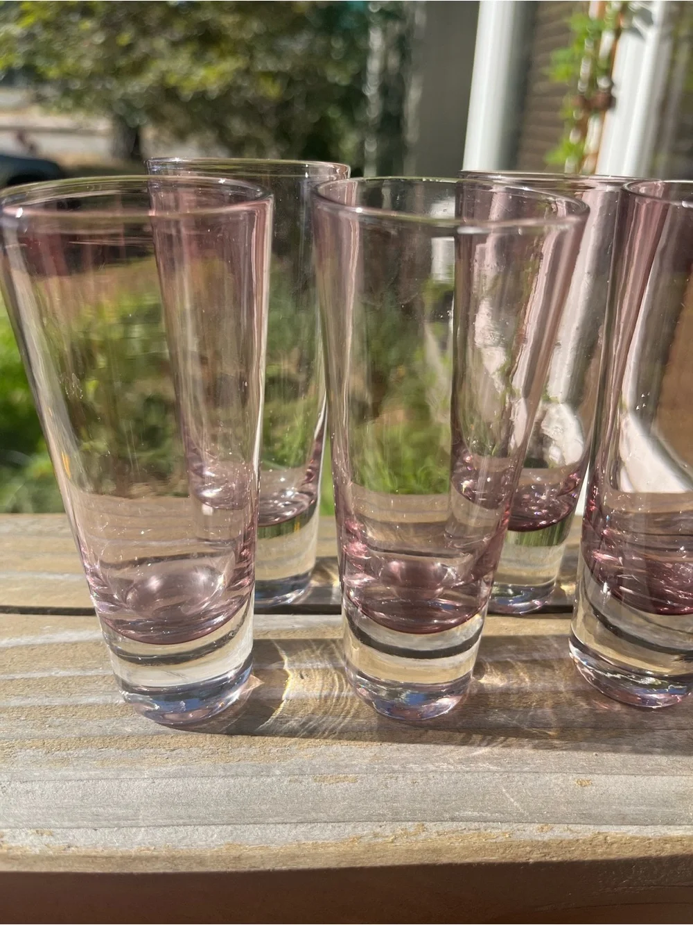Set of 5 Vintage Pale Pink Double Shot Glasses Beautiful!